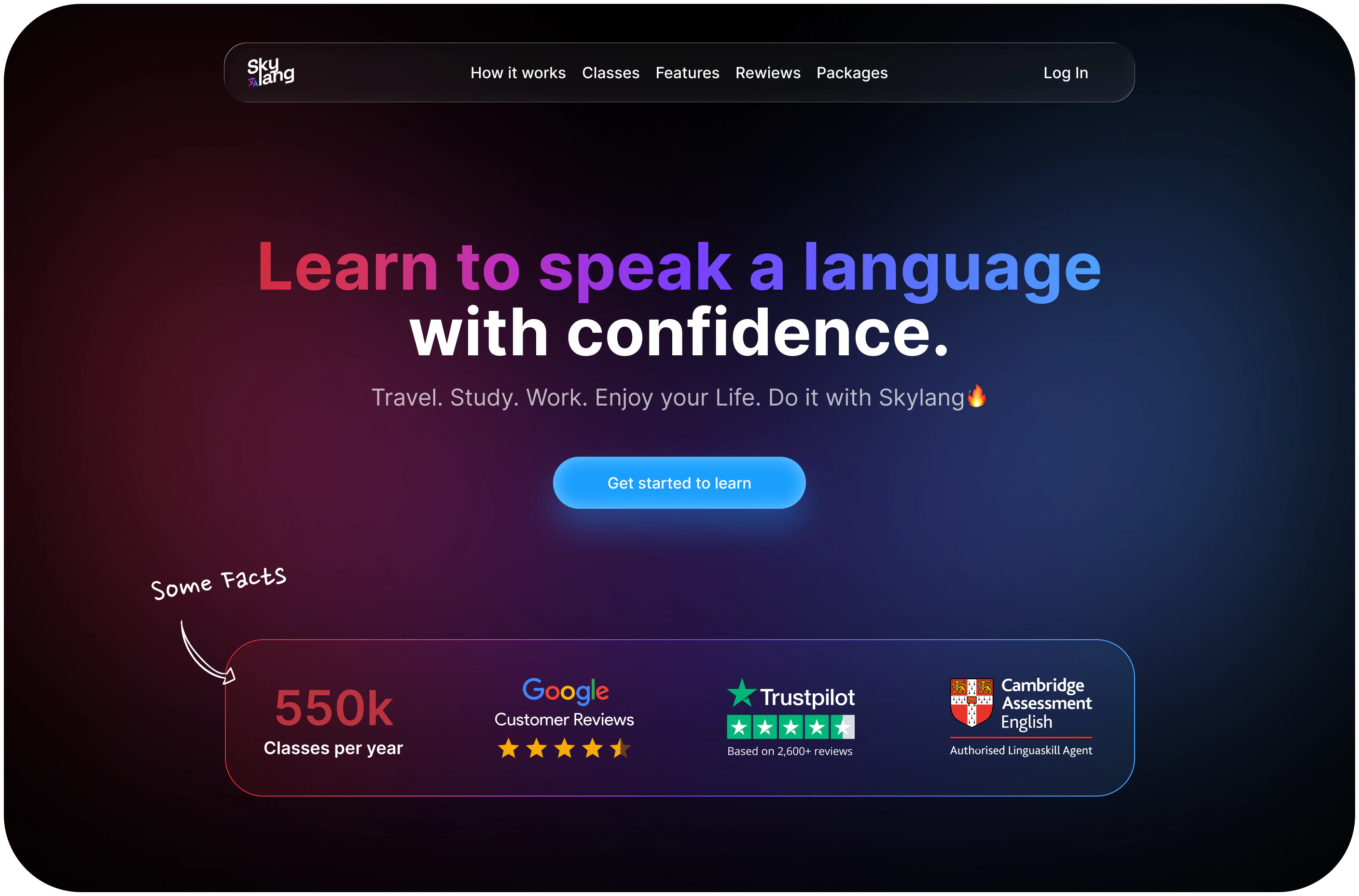 Skylang landing page slide 1